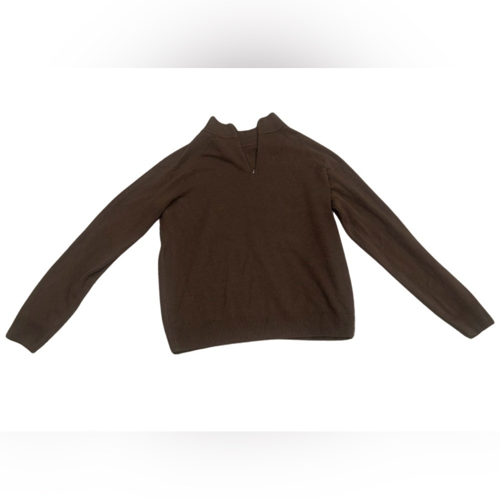 Crystal Kobe Quarter Zip Sweater | Chocolate Brown | Size M - Picture 1 of 6